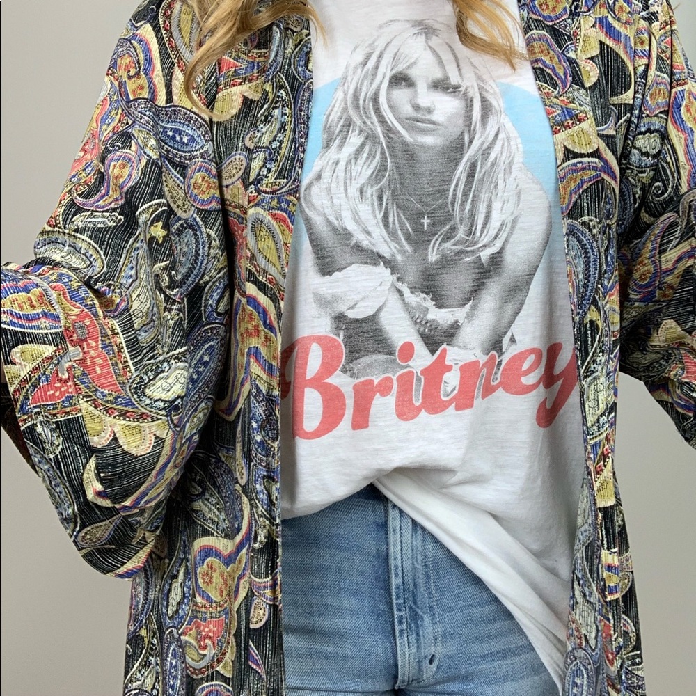 Flip Side Paisley Print Kimono Duster Entro S M L - Picture 5 of 8